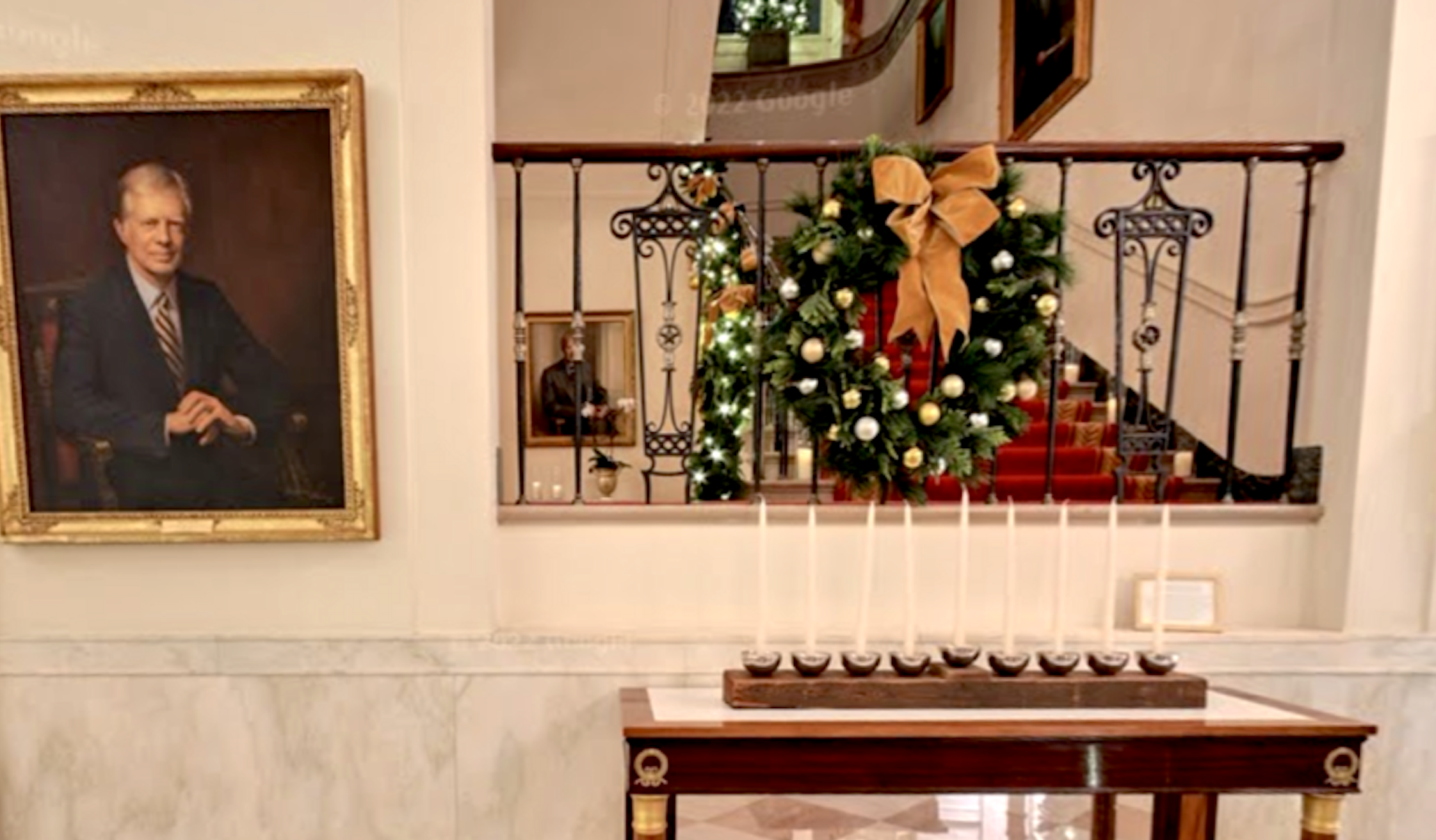 White House unveils Chanukah menorah as part of official Christmas decorations for first time