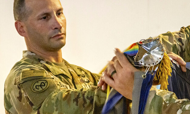 Jewish veteran Lt. Col. Shawn Tabankin brings a relic of his battalion to its deployment